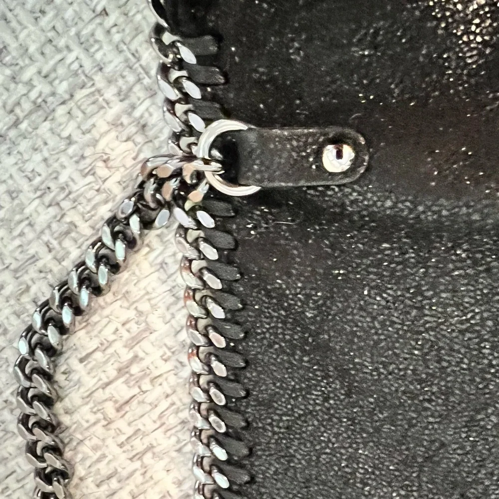 Stella McCartney Shimmery Black Shaggy Deer Studded Falabella Crossbody/Dust Bag - Picture 8 of 12